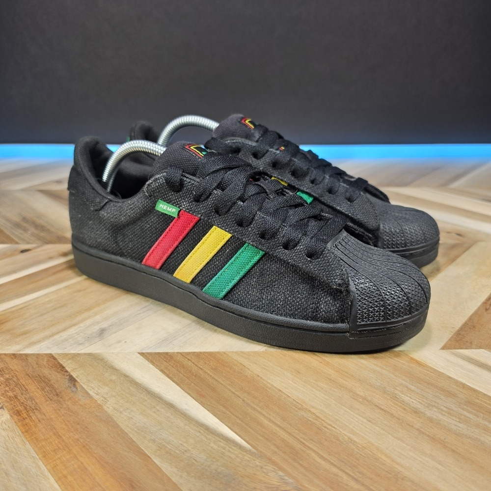 Adidas Superstar II 2.0 Rasta Hemp Men's 9.5 Black Shell Toe Shoes 2012 G65535